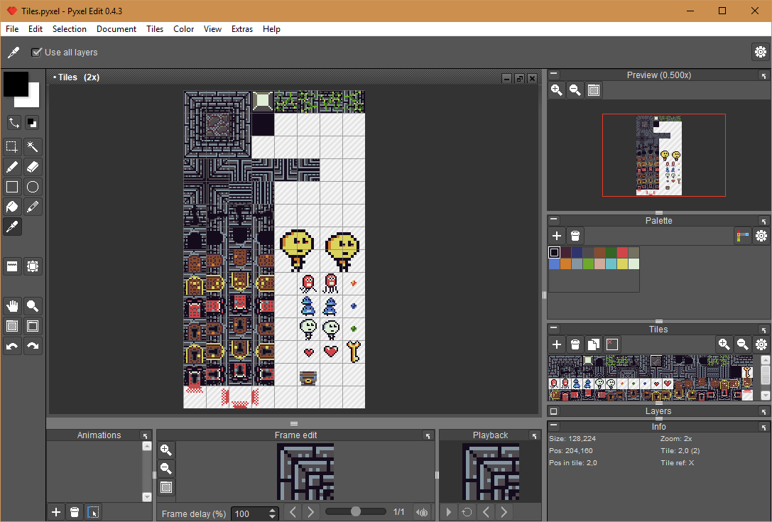 Editing a tileset in pyxel